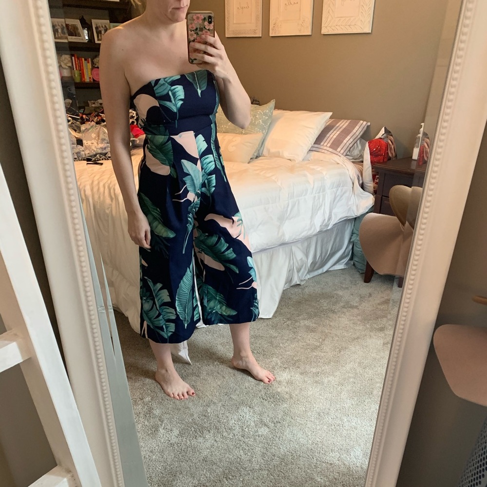 Strapless cropped jumpsuit